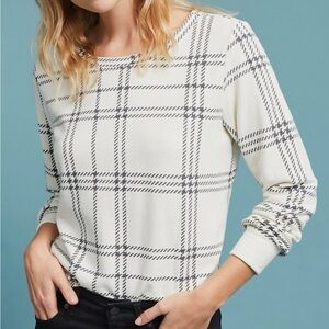 Anthropologie cream checkered top.